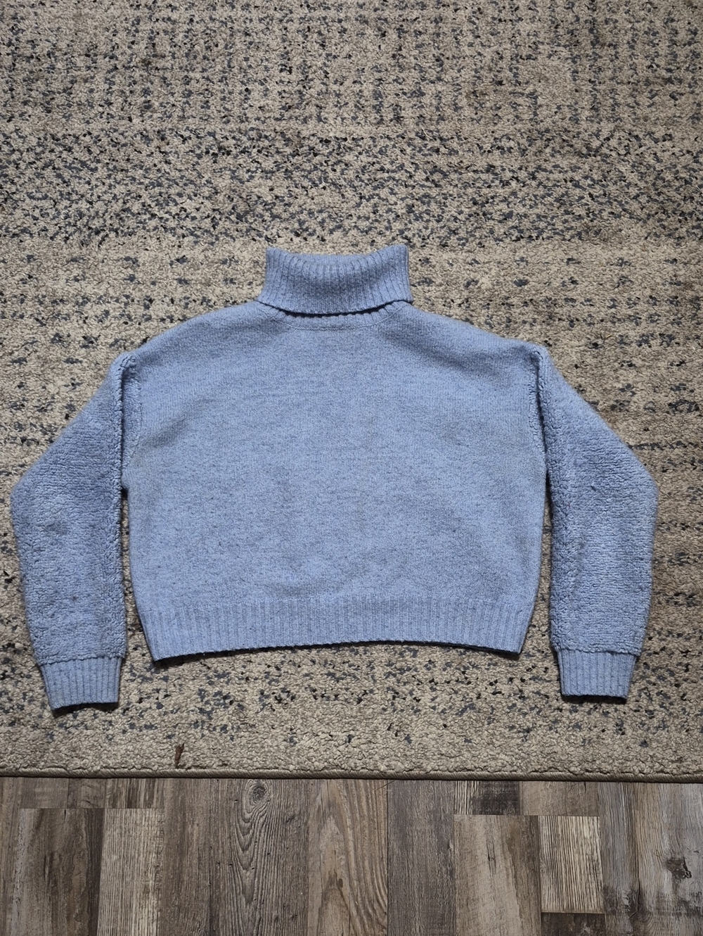 Cropped Light Blue Turtleneck Sweater